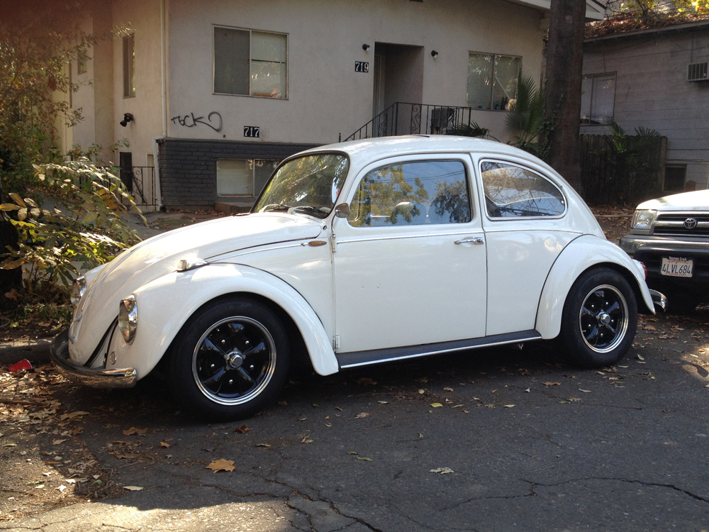White VW Beetle - Chico, CA.